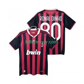 Billige Fotballdrakter AC Milan RONALDINHO 80 2009 2010 Retro Hjemmedraktsett Kortermet